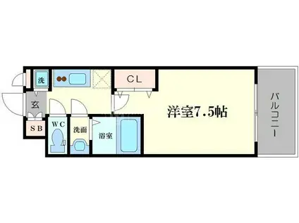 ラグゼ今里II(1K/8階)の間取り写真