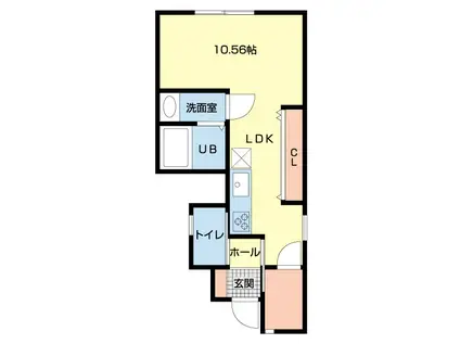 グラウスあぶみ(ワンルーム/1階)の間取り写真