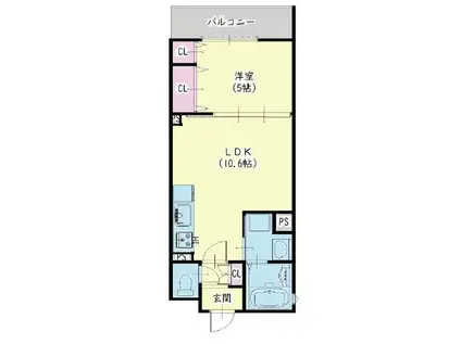 クリエオーレりんくうタウンI(1LDK/3階)の間取り写真