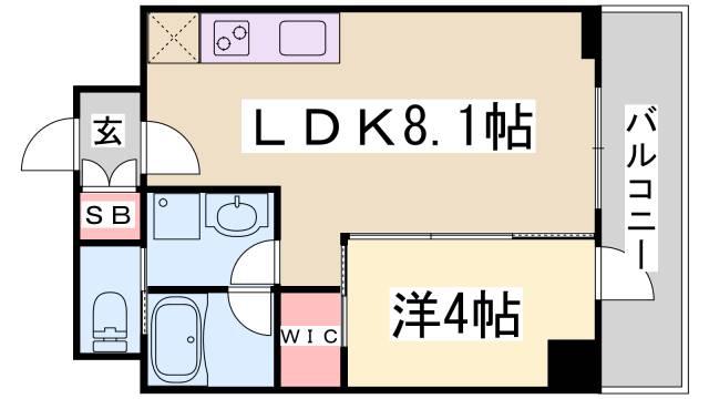 ブエナビスタ神戸駅前(1LDK/10階)の間取り写真