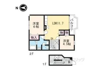 カーザミア3(2LDK/2階)の間取り写真