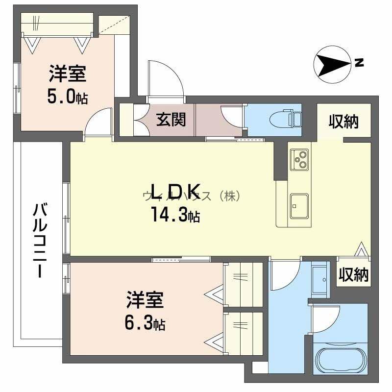 スプレンドーレ新金岡(2LDK/2階)の間取り写真