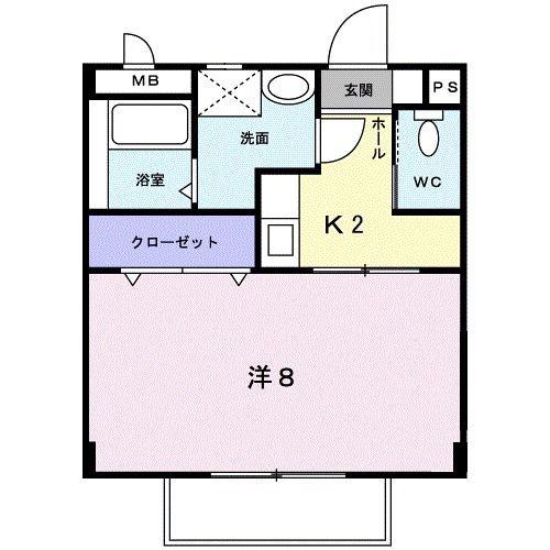 ミレニアムハイツ(1K/2階)の間取り写真