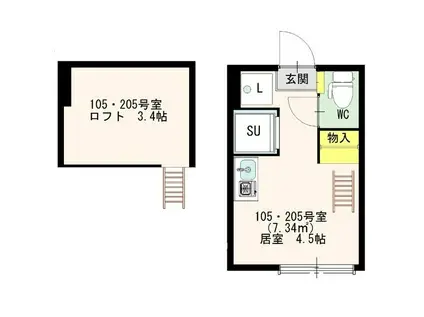 ウェルストン神楽坂(ワンルーム/2階)の間取り写真