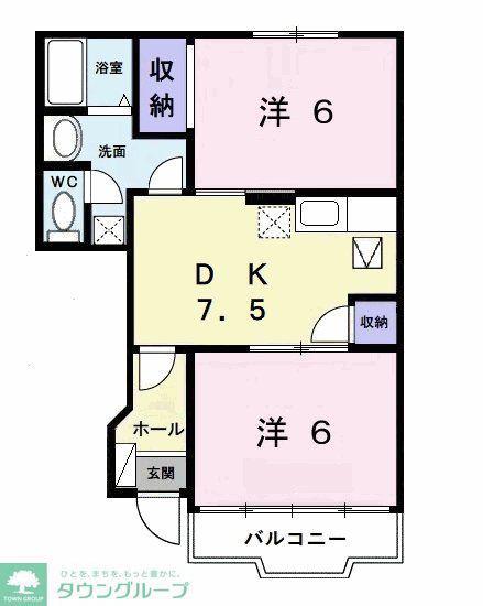 レジデンス鶴見B(2DK/1階)の間取り写真