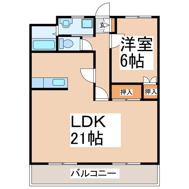 ラフォーレ自由ヶ丘B棟(2LDK/1階)の間取り写真