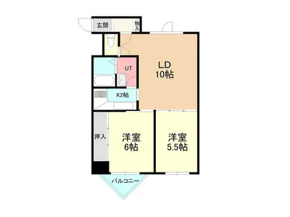 恒志堂手稲ビルI(2LDK/2階)の間取り写真