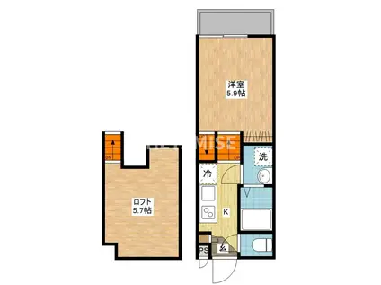 デ・クメール貝津(1SK/2階)の間取り写真