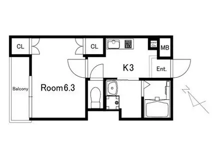 アークレジデンス東武練馬(1K/2階)の間取り写真
