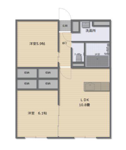 BLISS小池原(1LDK/1階)の間取り写真