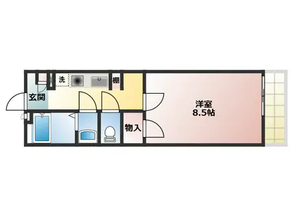クレイノセントコージア山崎(1K/3階)の間取り写真