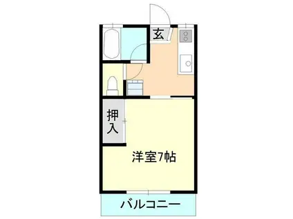 ハイツ路川II(1K/2階)の間取り写真