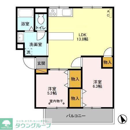ファーストターフ鎌取C(2LDK/3階)の間取り写真