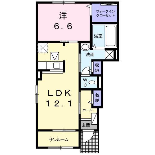 SキャメロンII(1LDK/1階)の間取り写真