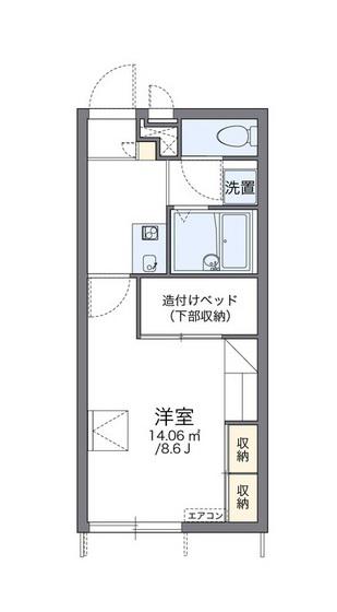 レオパレスガーデンハイツ富田(1K/1階)の間取り写真