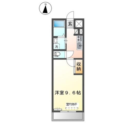 DEEDEE山の手(1K/2階)の間取り写真