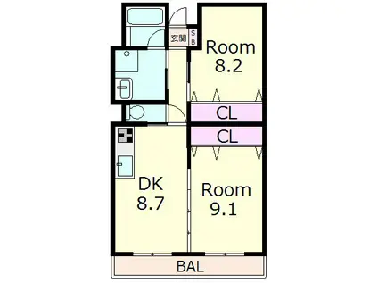 マリンパレス東陽(2LDK/4階)の間取り写真