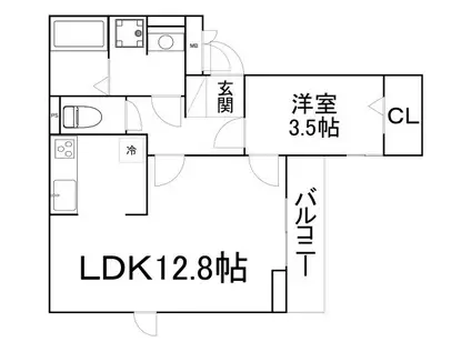 LA MAISON VERTE 西田辺(1LDK/2階)の間取り写真