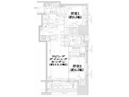 クラッシィハウス神田錦町(2LDK/9階)の間取り写真