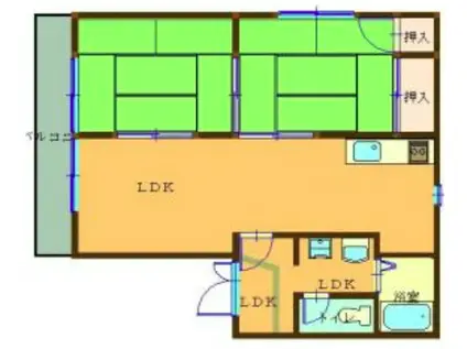 ガーデンプレイス白鳥壱番館(3DK/2階)の間取り写真