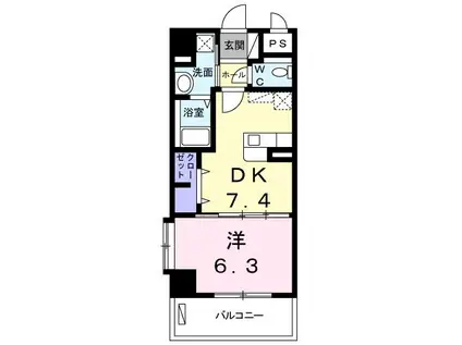 アン クイーン(1DK/2階)の間取り写真