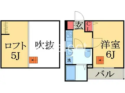 ルシエル登戸(1K/2階)の間取り写真