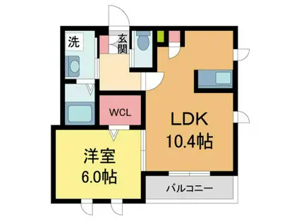 ヘーベルメゾン逆瀬川(1LDK/1階)の間取り写真