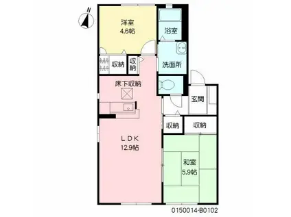 アーバンハイツ三日月(2LDK/1階)の間取り写真