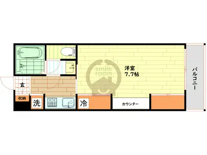 リブリ・シャルマン・パレス・吉野(1K/1階)の間取り写真