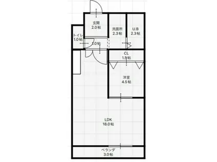 グリーンハイツ長堂(1LDK/2階)の間取り写真