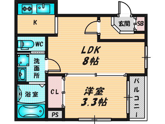 パレスケープ(1LDK/3階)の間取り写真