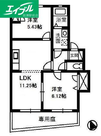 リバーシティー22 A棟(2LDK/1階)の間取り写真