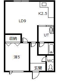 KIハイツ(1LDK/1階)の間取り写真