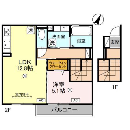 タウンさらII(1LDK/2階)の間取り写真