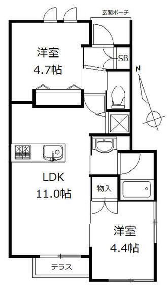レジデンス西荻南(2LDK/1階)の間取り写真