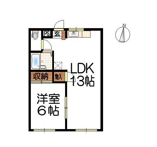 王子ハイツB(1LDK/2階)の間取り写真