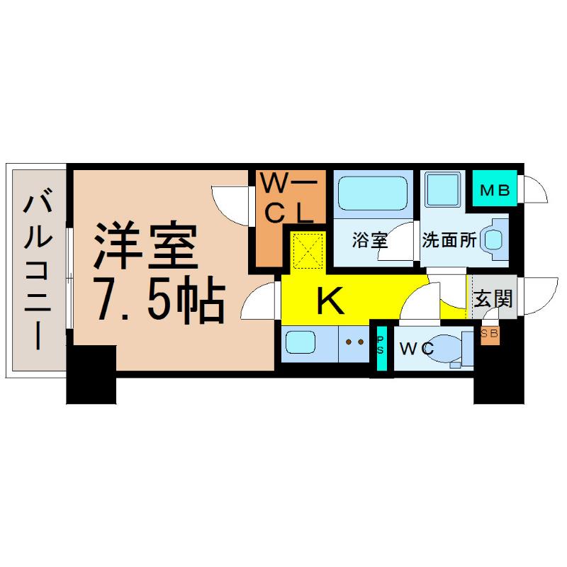 アイボリー(1K/4階)の間取り写真