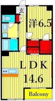 ウィルテラス船堀(1LDK/4階)の間取り写真