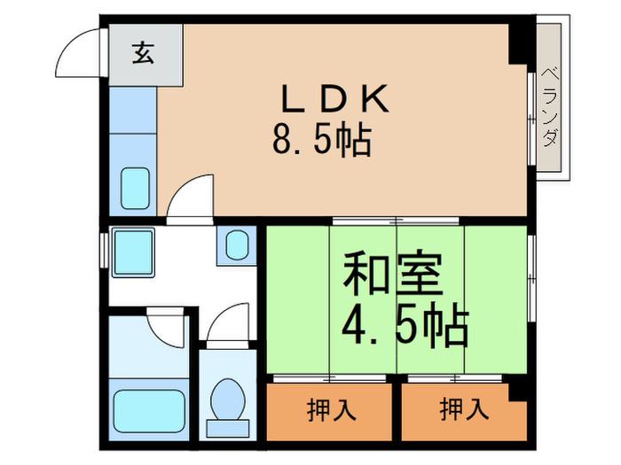 鈴木ビル(1LDK/4階)の間取り写真