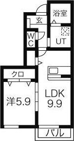 MEMORY(1LDK/1階)の間取り写真
