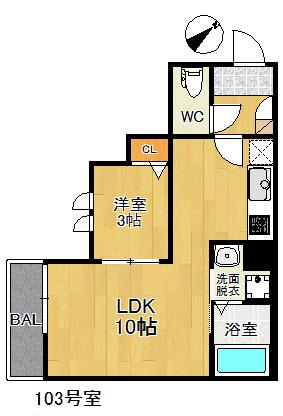GRANDTIC RIZ諸岡(1LDK/1階)の間取り写真