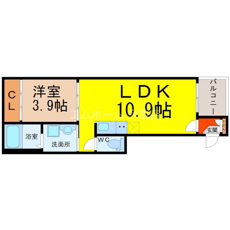 ラフィーネ大曽根(1LDK/3階)の間取り写真