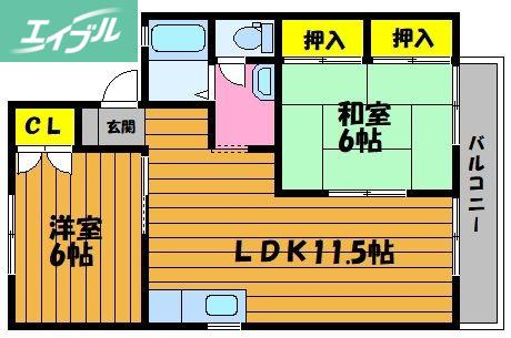 パークハウス三宅(2LDK/1階)の間取り写真