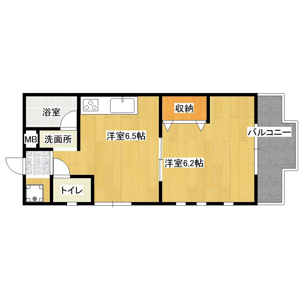ラフィーネ佐貫中央B(1DK/3階)の間取り写真