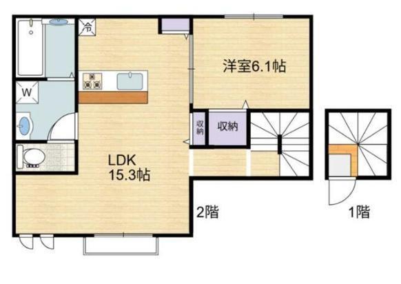 エルシオン狛江(1LDK/2階)の間取り写真