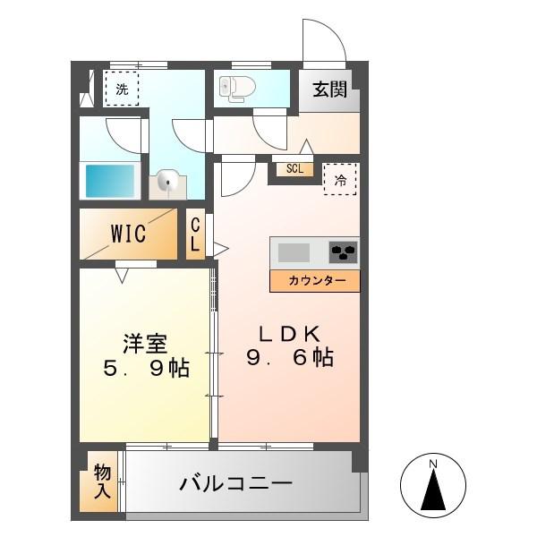 TOURNEY六条(1LDK/4階)の間取り写真