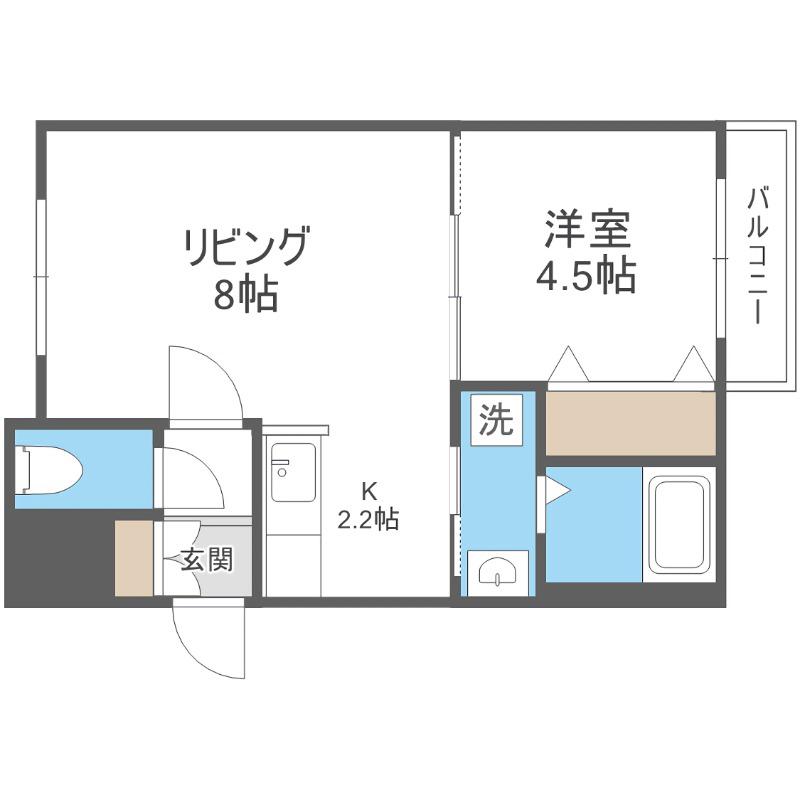 フィオラノセレッソ(1LDK/4階)の間取り写真