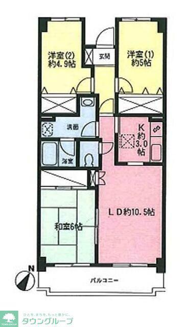 オーベルジュ青葉(3LDK/2階)の間取り写真