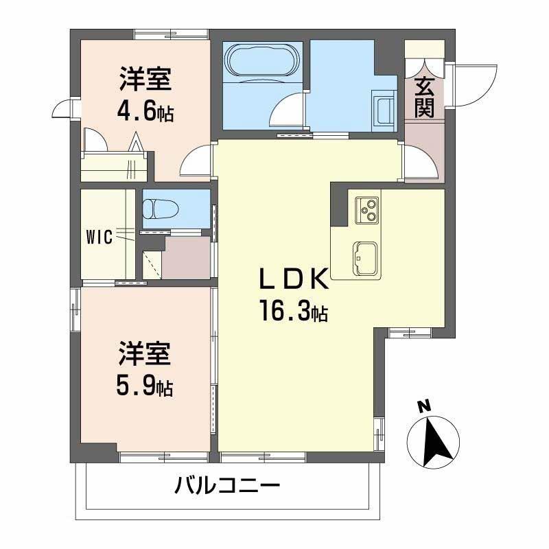 カルム ガーデン(2LDK/1階)の間取り写真