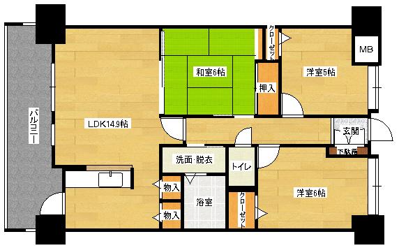 アーバンライフ相田(3LDK/7階)の間取り写真